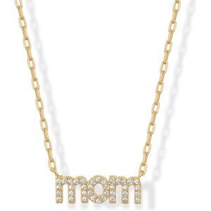 Stunning Gold Plated Mom Necklace with Heart CZ - Celebrate Motherhood Elegantly